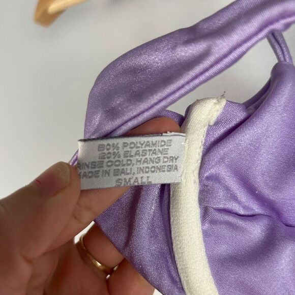 Indah Shimmering Lavender Ruched Underwire Bikini Top Small - Picture 4 of 5